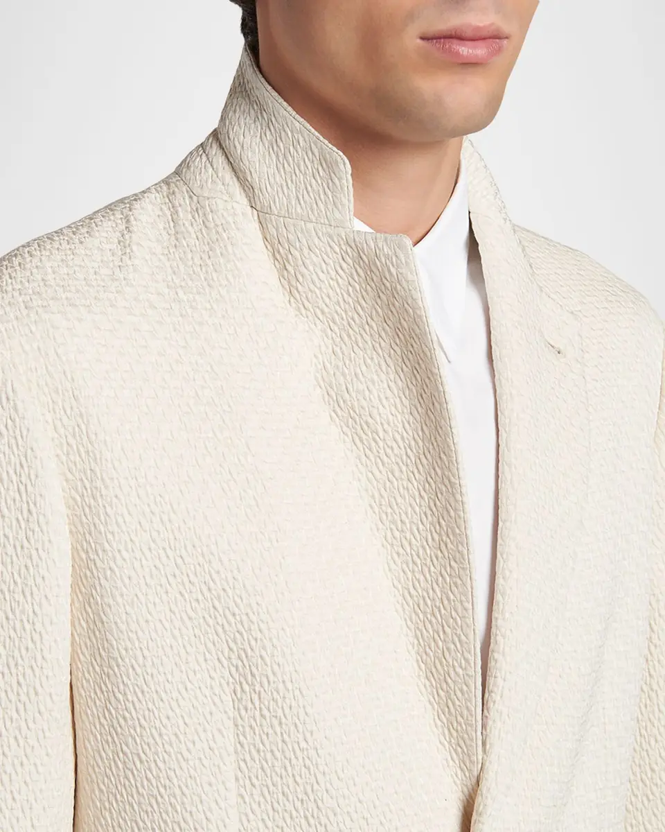Giorgio Armani Men's Silk and Nylon Jacquard Single-Breasted Blazer | Thumbnail 5 Giorgio Armani Men's Silk and Nylon Jacquard Single-Breasted Blazer | Thumbnail 5