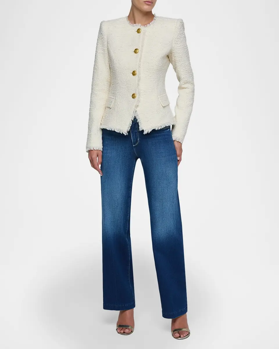 L'Agence Nerina Collarless Tweed Blazer | Thumbnail 2 L'Agence Nerina Collarless Tweed Blazer | Thumbnail 2