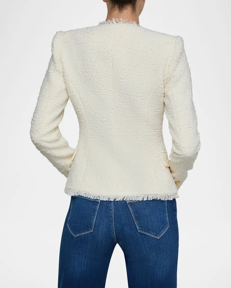 L'Agence Nerina Collarless Tweed Blazer | Thumbnail 3 L'Agence Nerina Collarless Tweed Blazer | Thumbnail 3