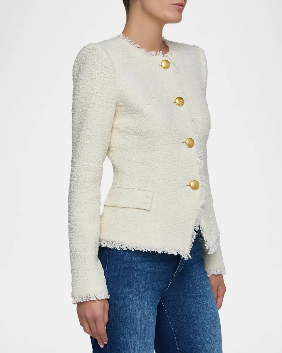 L'Agence Nerina Collarless Tweed Blazer | Thumbnail 5 L'Agence Nerina Collarless Tweed Blazer | Thumbnail 5