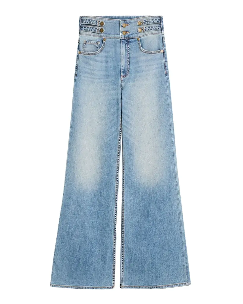 Ramy Brook Liv Double-Button Wide-Leg Jeans