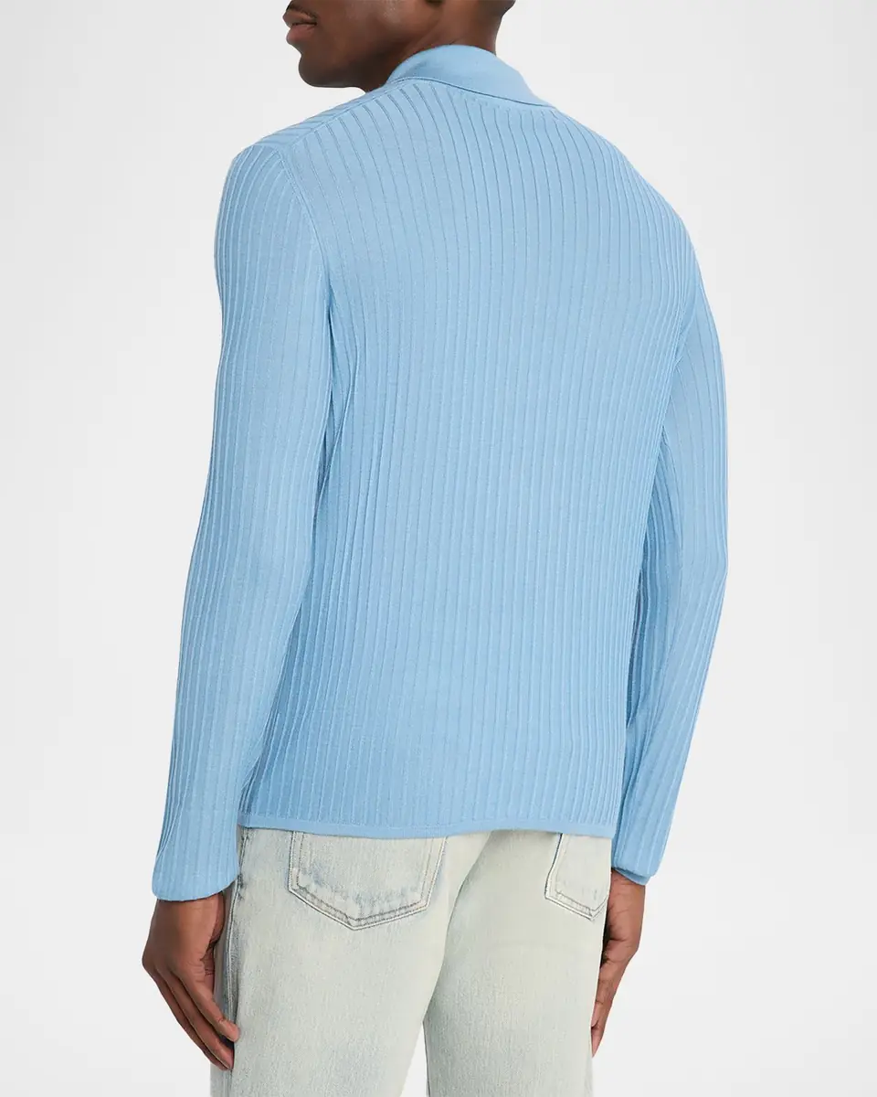 Saint Laurent Men's Wool, Cashmere and Silk Ribbed Polo Sweater | Thumbnail 3 Saint Laurent Men's Wool, Cashmere and Silk Ribbed Polo Sweater | Thumbnail 3