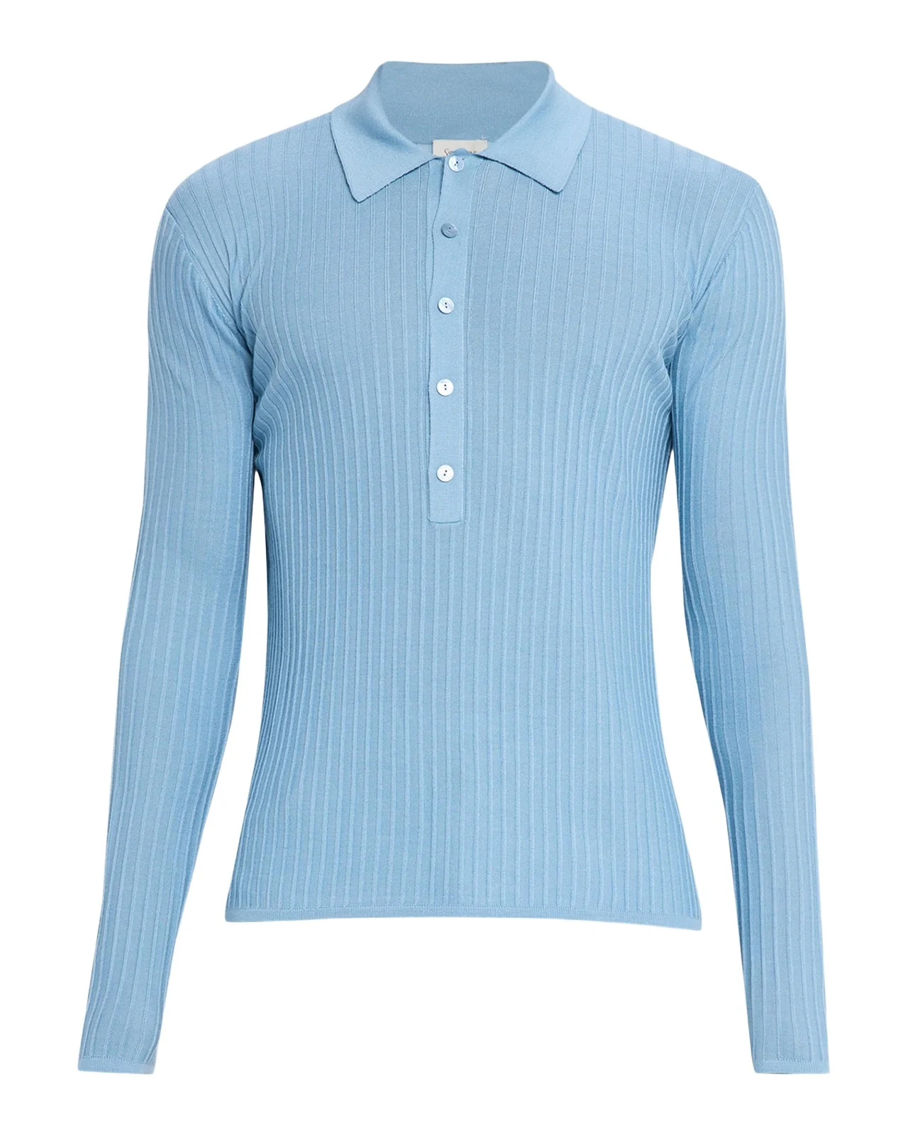 Saint Laurent Men's Wool, Cashmere and Silk Ribbed Polo Sweater