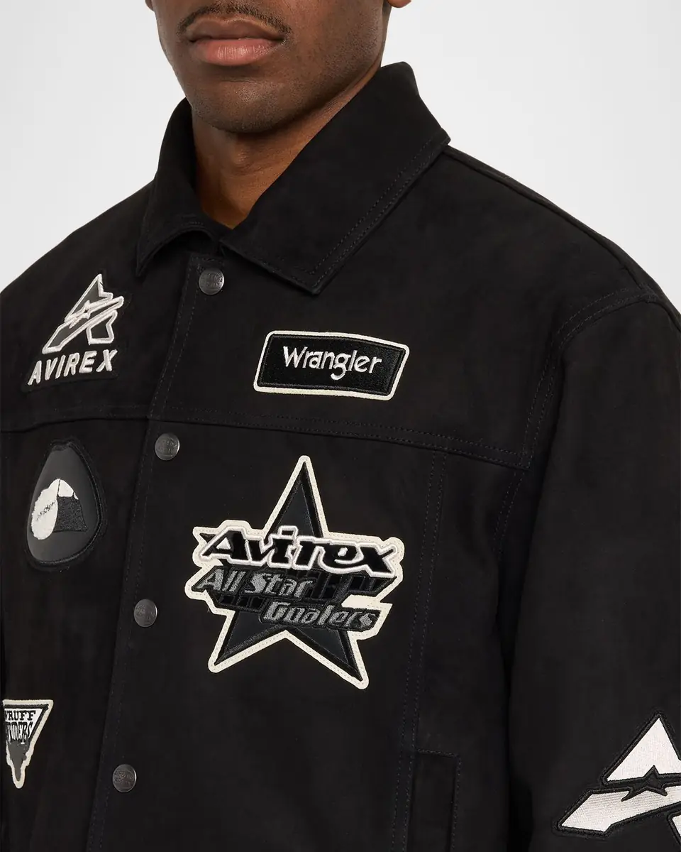 Avirex x Wrangler Men's Suede Multi-Patch Trucker Jacket | Thumbnail 5 Avirex x Wrangler Men's Suede Multi-Patch Trucker Jacket | Thumbnail 5