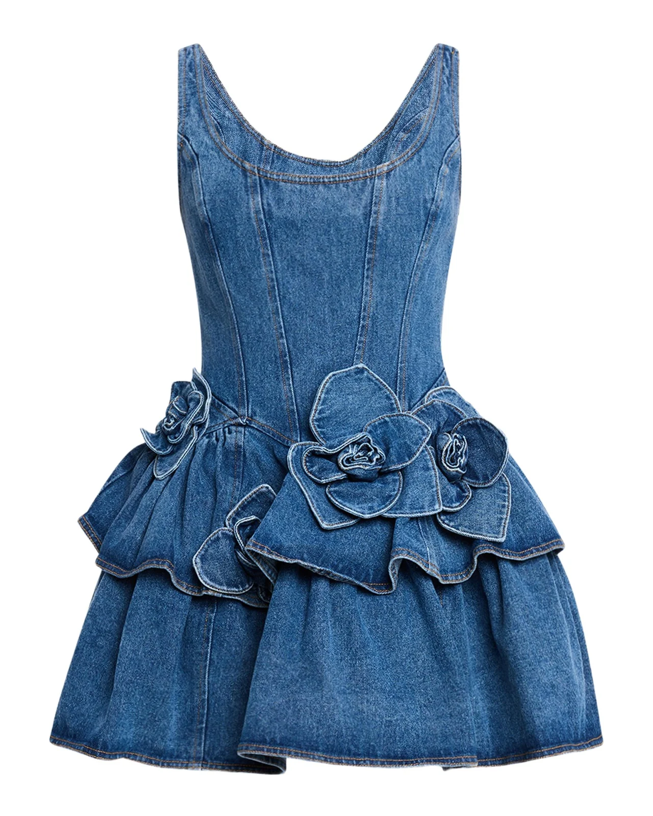 Devyn Denim Ruffle Mini Dress Devyn Denim Ruffle Mini Dress