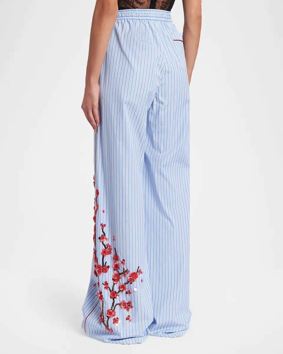 Dolce & Gabbana Embellished Striped Wide-Leg Pajama Pants | Thumbnail 3