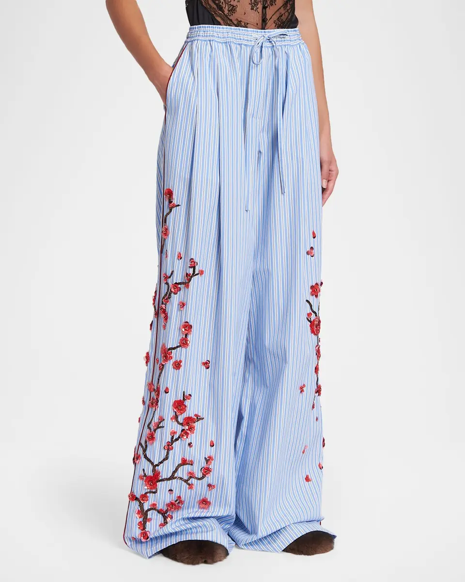 Dolce & Gabbana Embellished Striped Wide-Leg Pajama Pants | Thumbnail 4