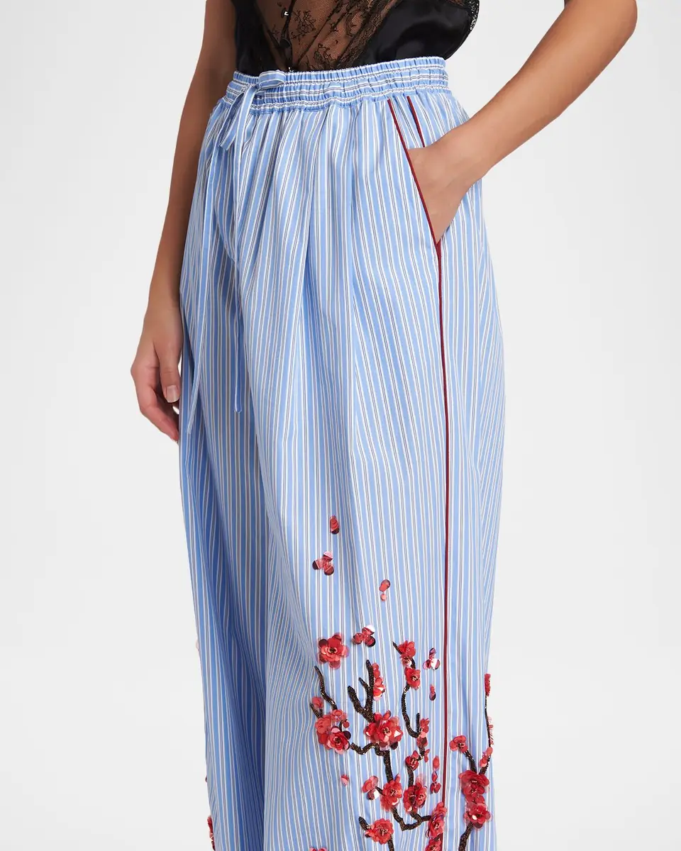 Dolce & Gabbana Embellished Striped Wide-Leg Pajama Pants | Thumbnail 5