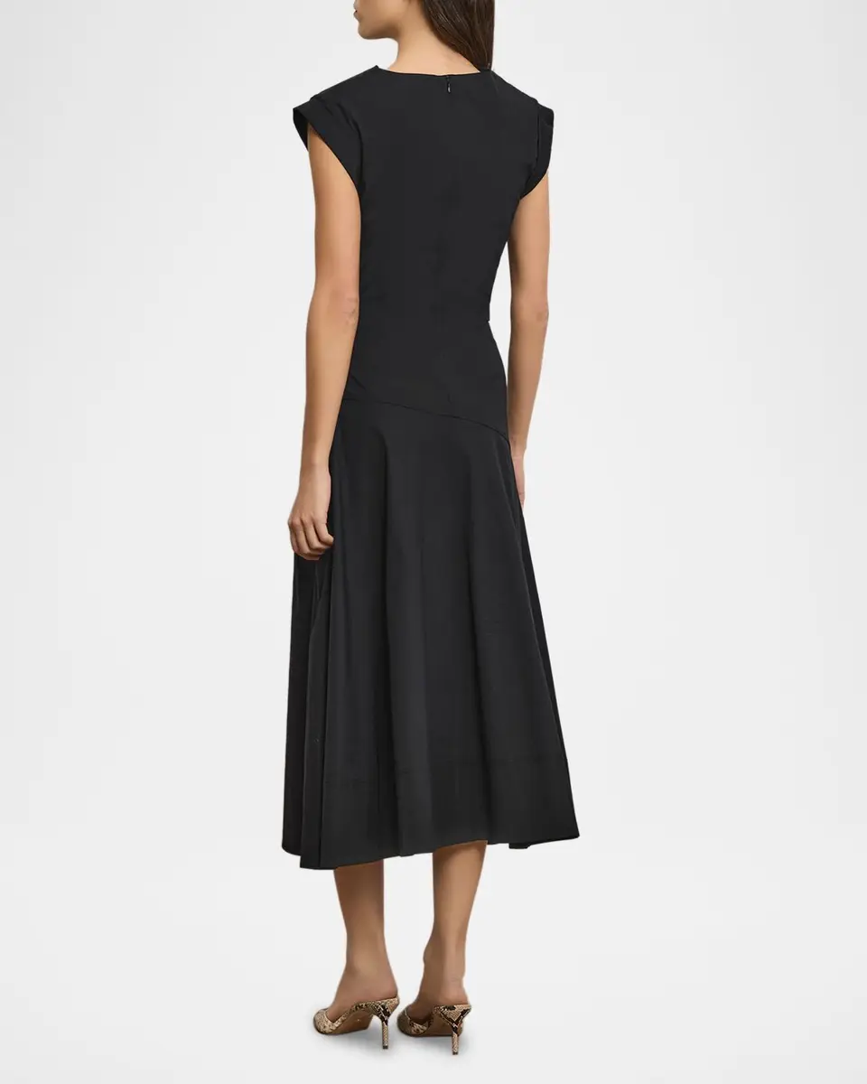 Veronica Beard Lisette Drop-Waist Stretch Cotton Midi Dress | Thumbnail 3 Veronica Beard Lisette Drop-Waist Stretch Cotton Midi Dress | Thumbnail 3