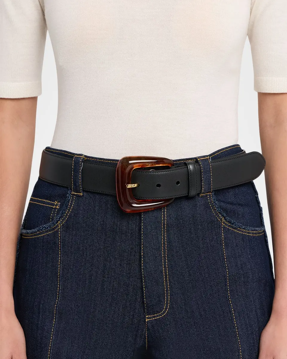 Veronica Beard Arch Resin-Buckle Leather Belt | Thumbnail 2 Veronica Beard Arch Resin-Buckle Leather Belt | Thumbnail 2
