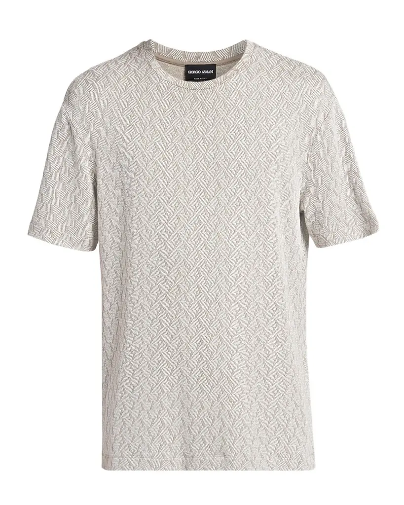 Giorgio Armani Men's Geometric Jacquard Crewneck T-Shirt | Image 1 Giorgio Armani Men's Geometric Jacquard Crewneck T-Shirt | Image 1
