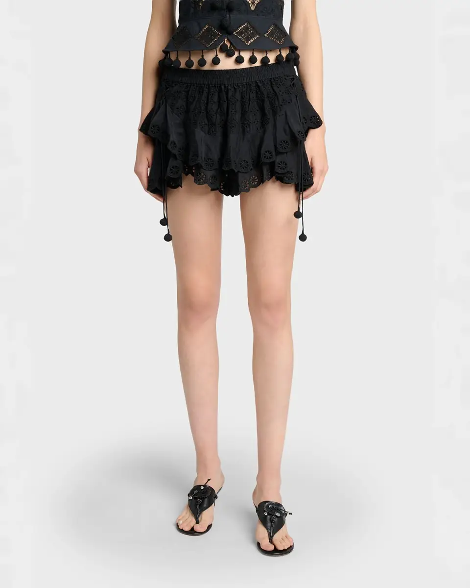 Isabel Marant Neis Eyelet Ruffle Pull-On Shorts | Thumbnail 4