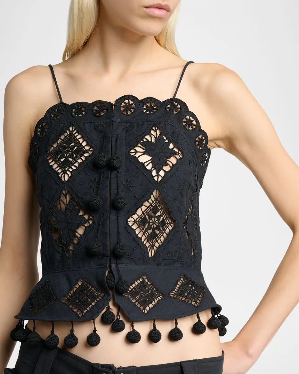 Isabel Marant Nelssy Broderie Anglaise Sleeveless Top | Thumbnail 4