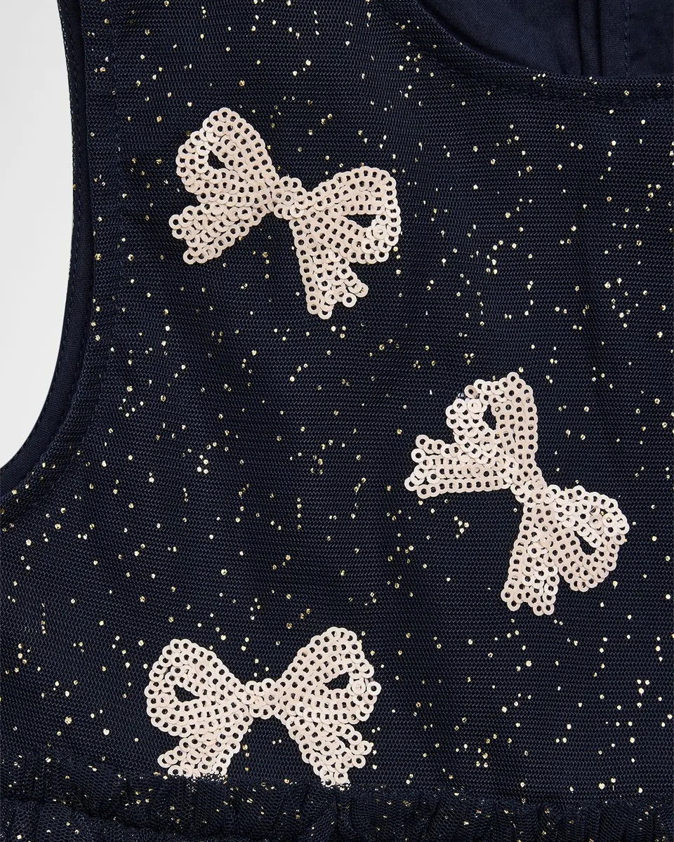 Konges Slojd Girl's Yvonne Sequined Bow Tulle Dress | Thumbnail 3 Konges Slojd Girl's Yvonne Sequined Bow Tulle Dress | Thumbnail 3
