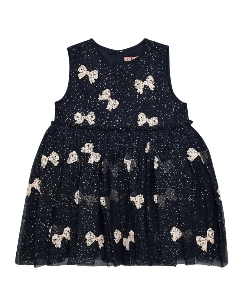 Konges Slojd Girl's Yvonne Sequined Bow Tulle Dress | Image 1 Konges Slojd Girl's Yvonne Sequined Bow Tulle Dress | Image 1