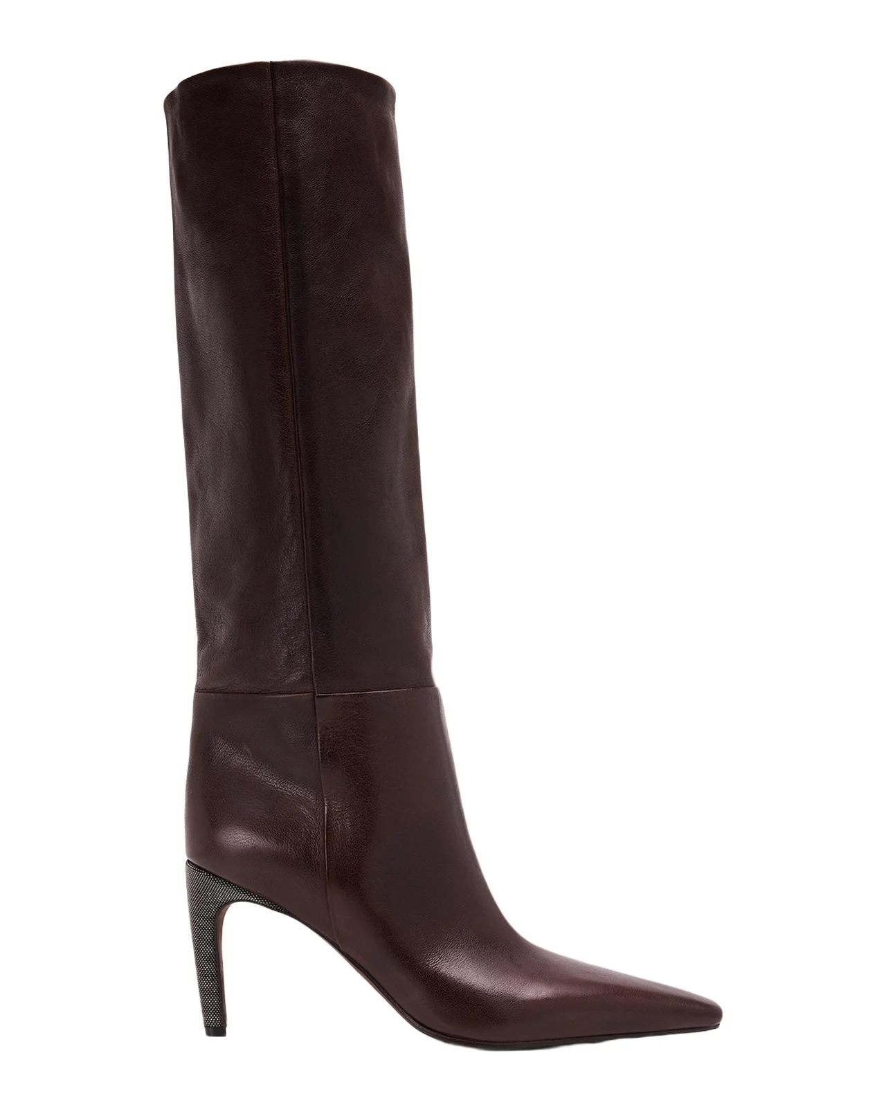 80mm Leather Knee-High Boots with Monili Heel 80mm Leather Knee-High Boots with Monili Heel