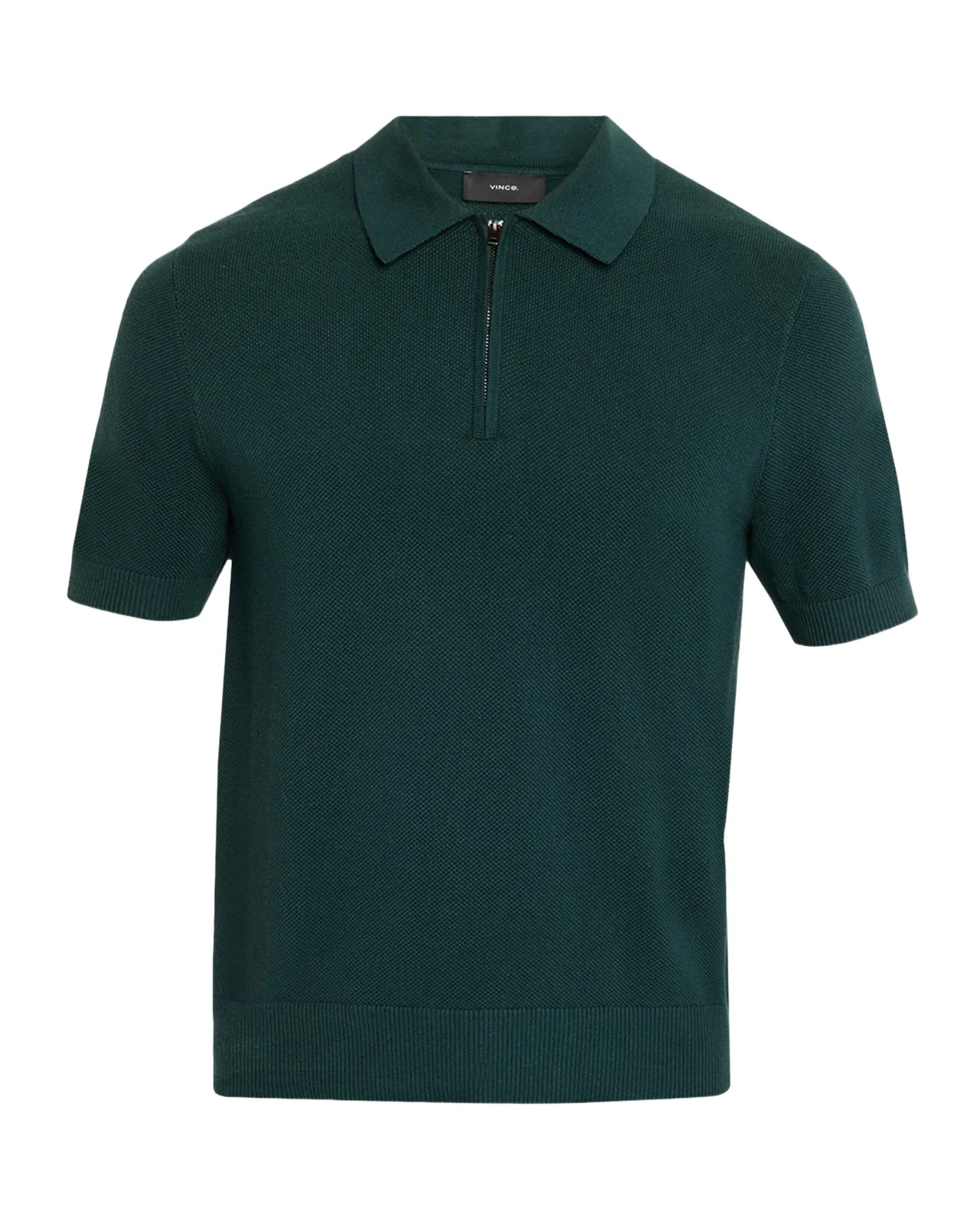 Men's Cotton and Cashmere Pique Half-Zip Polo Shirt