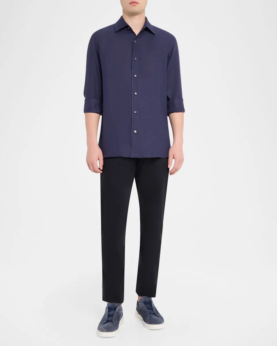 Zegna Men's Oasi Lino Linen Button-Down Shirt | Thumbnail 2 Zegna Men's Oasi Lino Linen Button-Down Shirt | Thumbnail 2