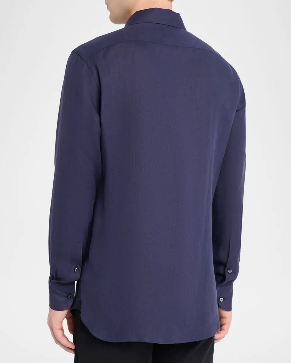 Zegna Men's Oasi Lino Linen Button-Down Shirt | Thumbnail 3 Zegna Men's Oasi Lino Linen Button-Down Shirt | Thumbnail 3