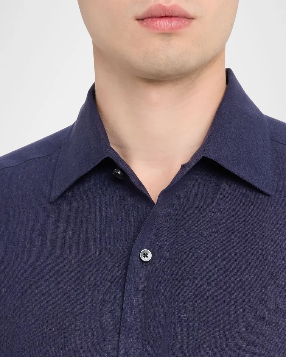 Zegna Men's Oasi Lino Linen Button-Down Shirt | Thumbnail 5 Zegna Men's Oasi Lino Linen Button-Down Shirt | Thumbnail 5