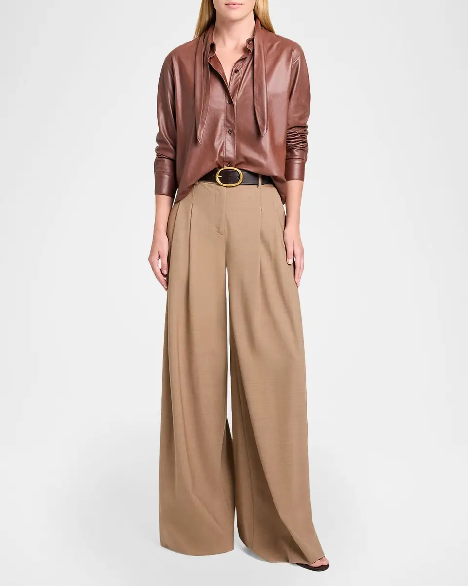 TWP Tie-Neck Leather Shirt | Thumbnail 2 TWP Tie-Neck Leather Shirt | Thumbnail 2
