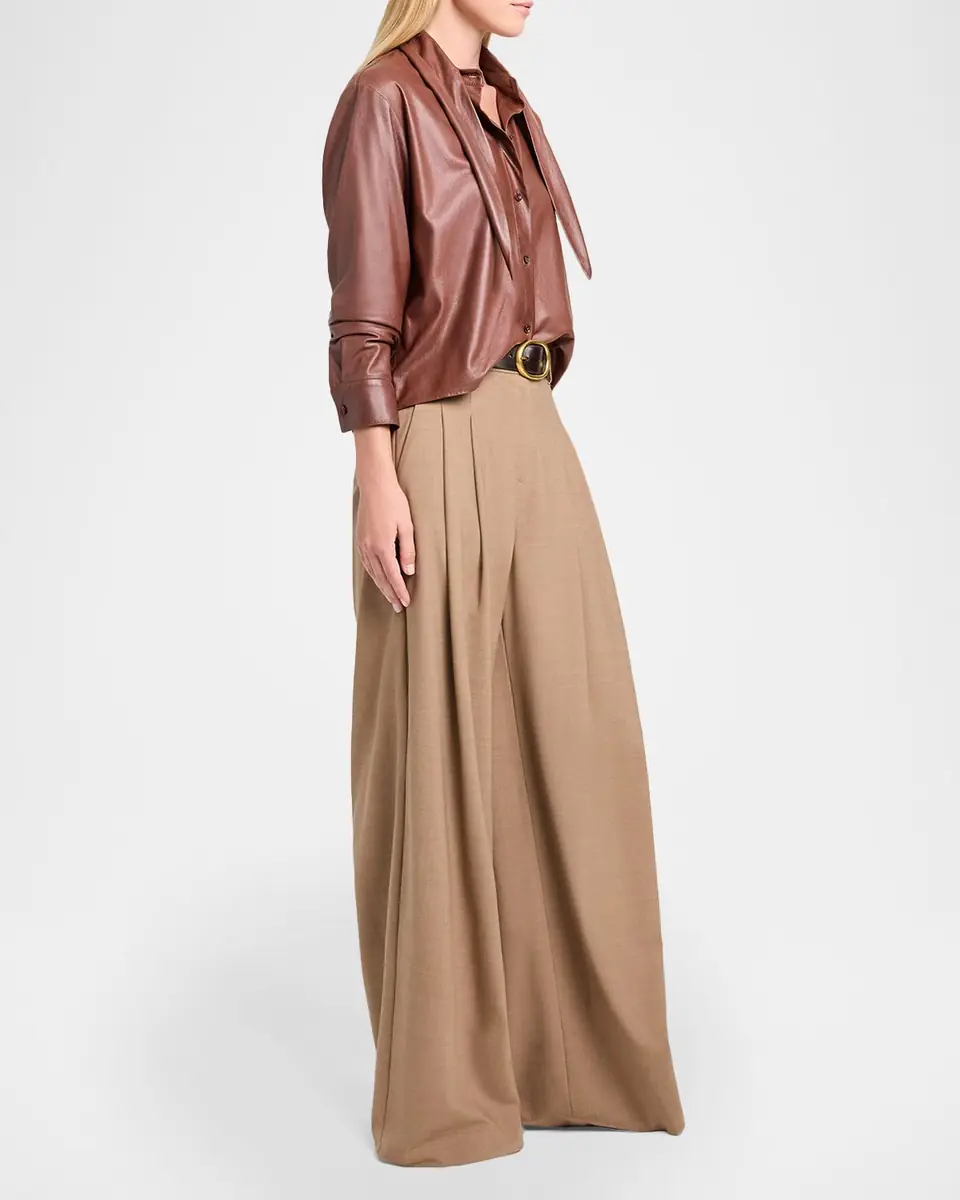 TWP Tie-Neck Leather Shirt | Thumbnail 4 TWP Tie-Neck Leather Shirt | Thumbnail 4