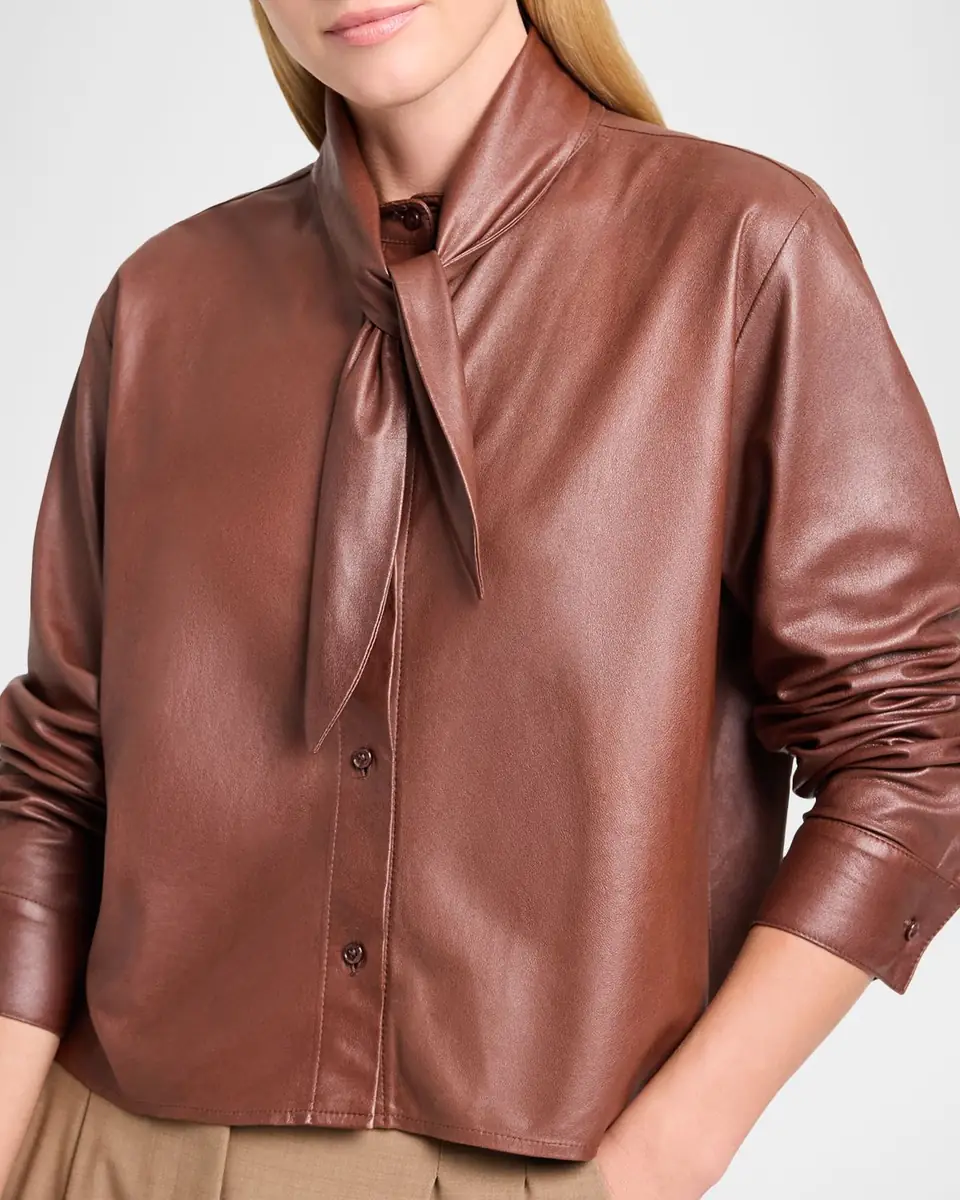 TWP Tie-Neck Leather Shirt | Thumbnail 5 TWP Tie-Neck Leather Shirt | Thumbnail 5