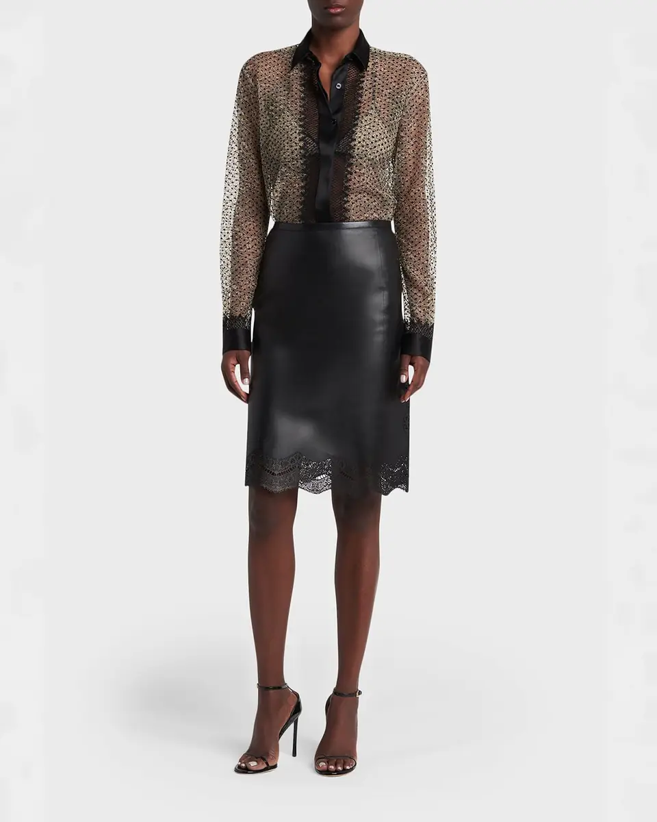 Tom Ford Lace Laser-Cut Leather Skirt | Thumbnail 2 Tom Ford Lace Laser-Cut Leather Skirt | Thumbnail 2