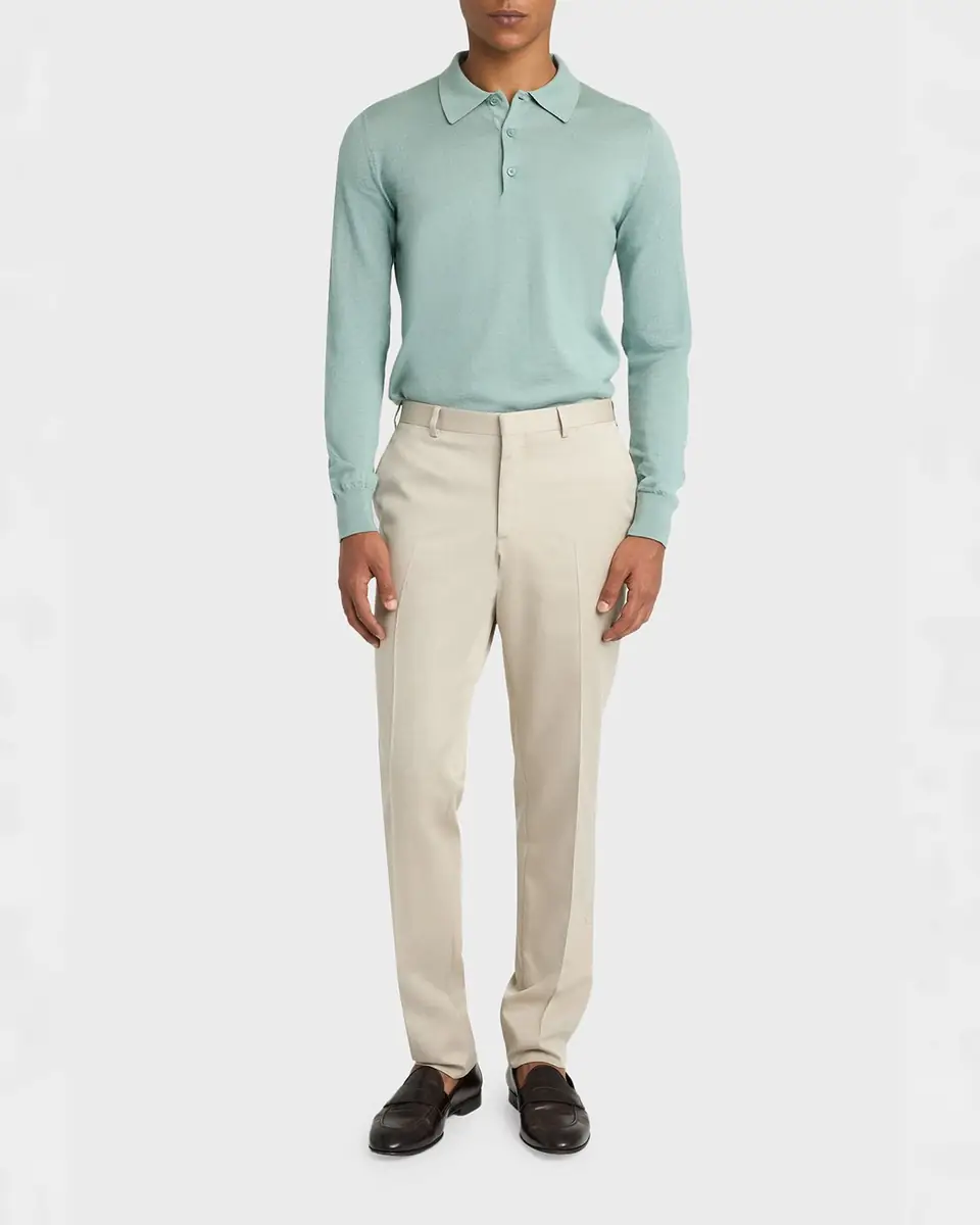 Brioni Men's Cashmere-Silk Polo Sweater | Thumbnail 2