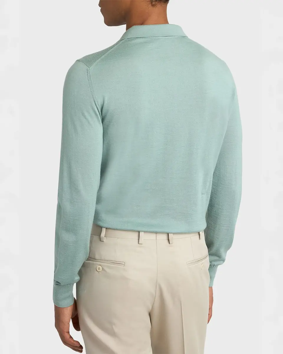 Brioni Men's Cashmere-Silk Polo Sweater | Thumbnail 3