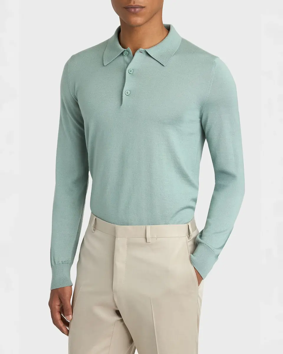 Brioni Men's Cashmere-Silk Polo Sweater | Thumbnail 4