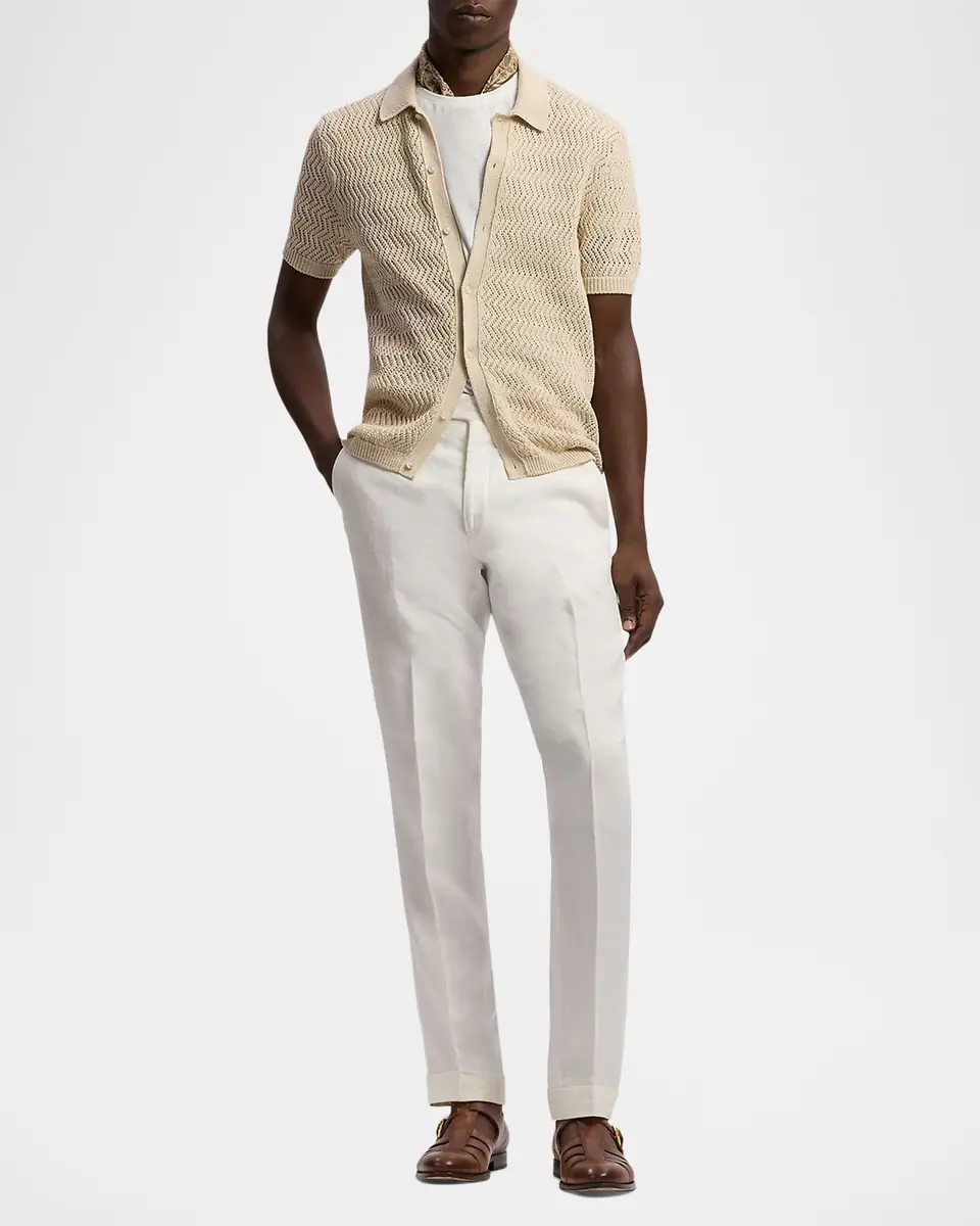 Ralph Lauren Purple Label Textured Cotton Short-Sleeve Cardigan | Thumbnail 2 Ralph Lauren Purple Label Textured Cotton Short-Sleeve Cardigan | Thumbnail 2
