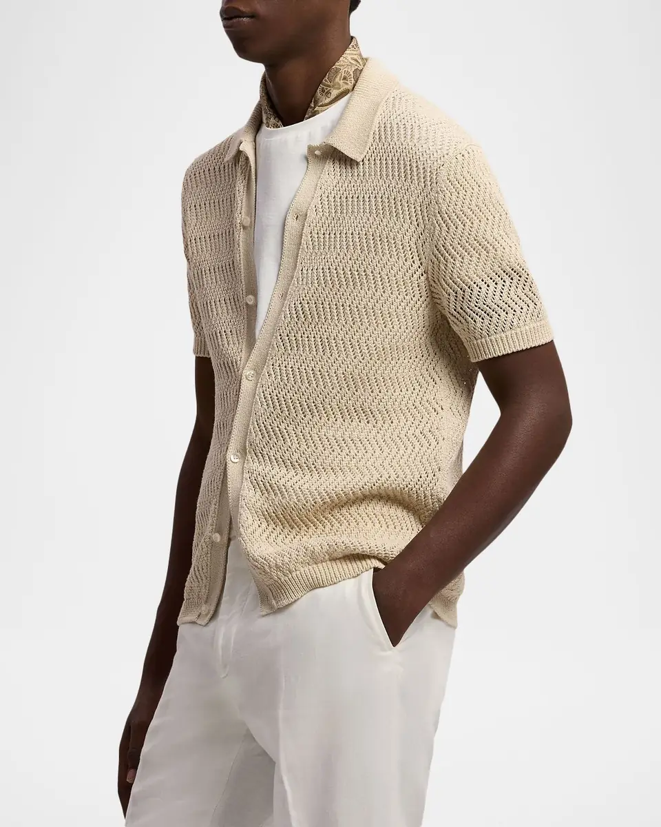 Ralph Lauren Purple Label Textured Cotton Short-Sleeve Cardigan | Thumbnail 6 Ralph Lauren Purple Label Textured Cotton Short-Sleeve Cardigan | Thumbnail 6
