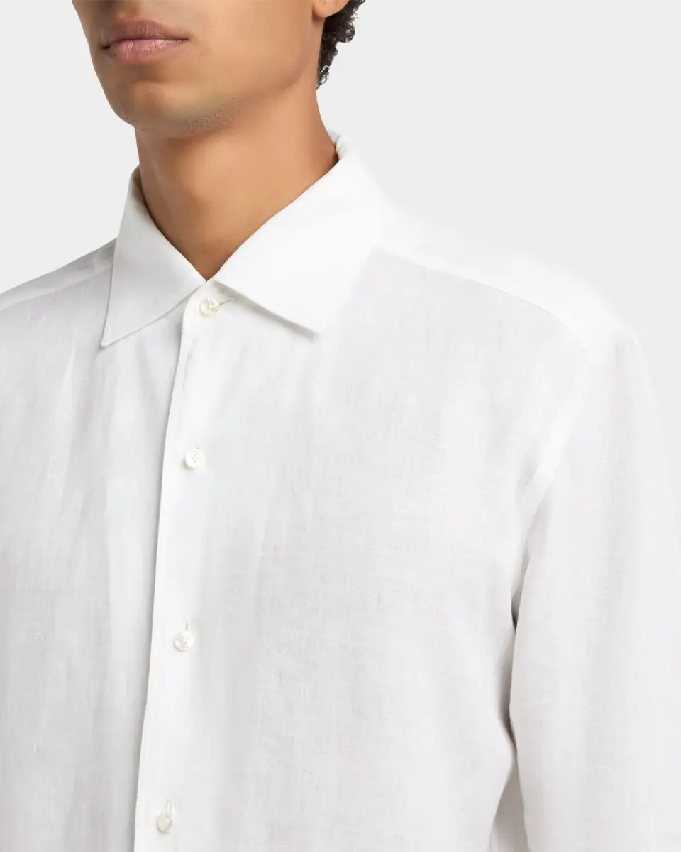 ZEGNA Men's Oasi Lino Button-Down Shirt | Thumbnail 4
