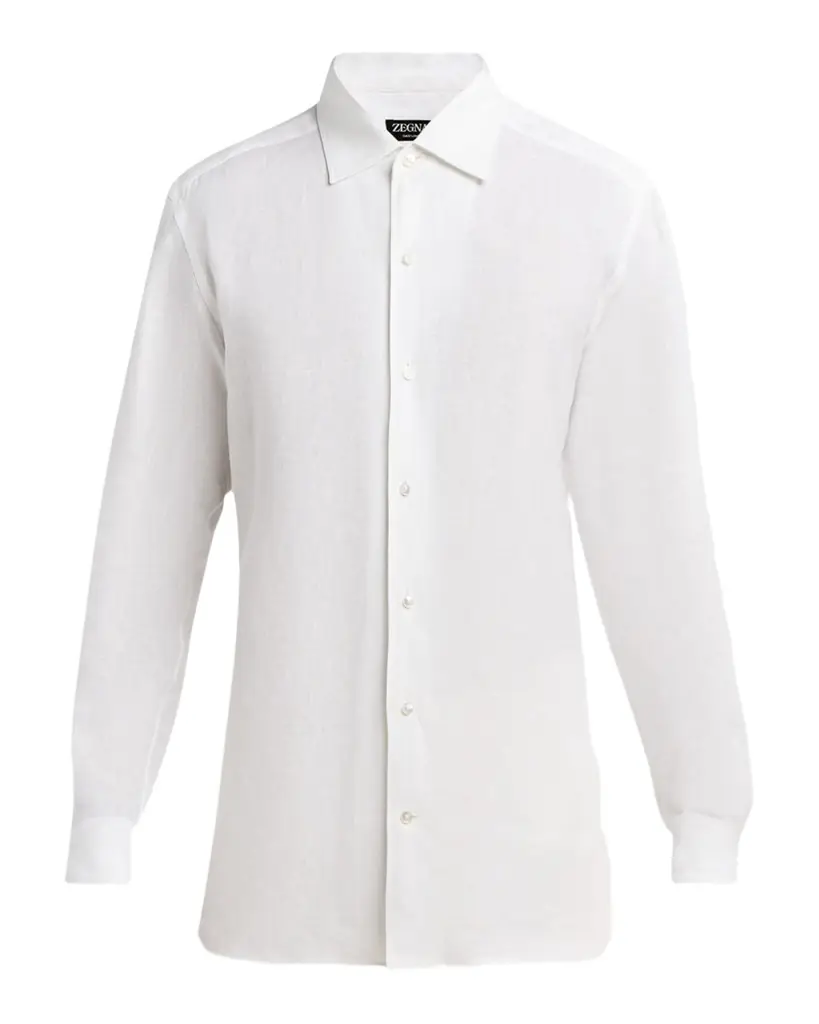 ZEGNA Men 's Oasi Lino Button-Down Shirt | Image 1 ZEGNA Men 's Oasi Lino Button-Down Shirt | Image 1