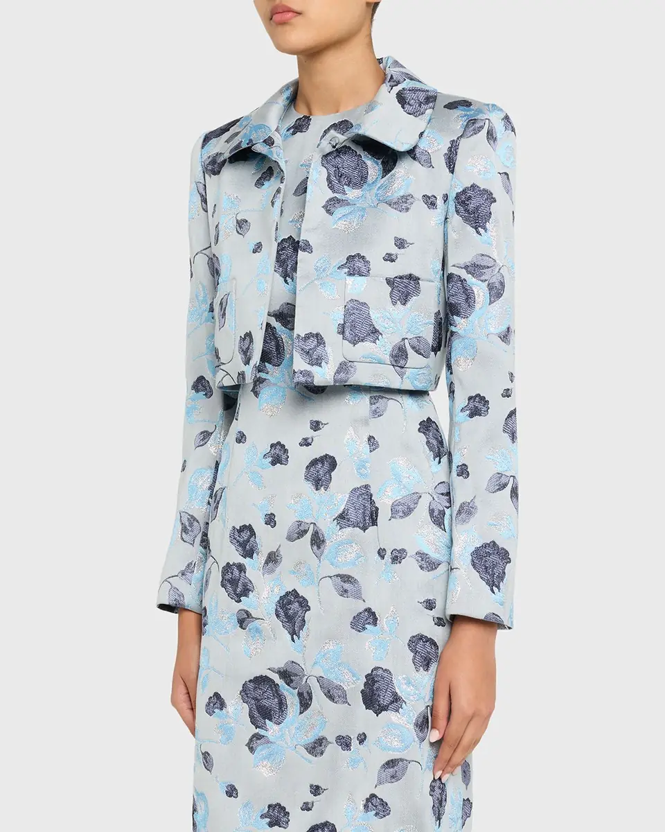 PRABAL GURUNG Metallic Floral Jacquard Bolero Jacket | Thumbnail 4