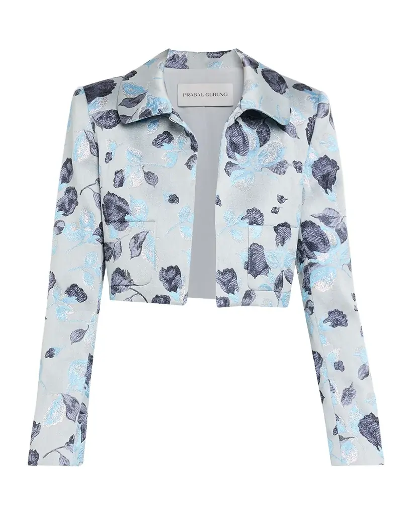 PRABAL GURUNG Metallic Floral Jacquard Bolero Jacket | Image 1 PRABAL GURUNG Metallic Floral Jacquard Bolero Jacket | Image 1