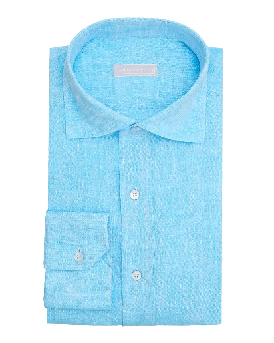 Stefano Ricci Men's Solid Linen Classic-Fit Dress Shirt | Thumbnail 3 Stefano Ricci Men's Solid Linen Classic-Fit Dress Shirt | Thumbnail 3