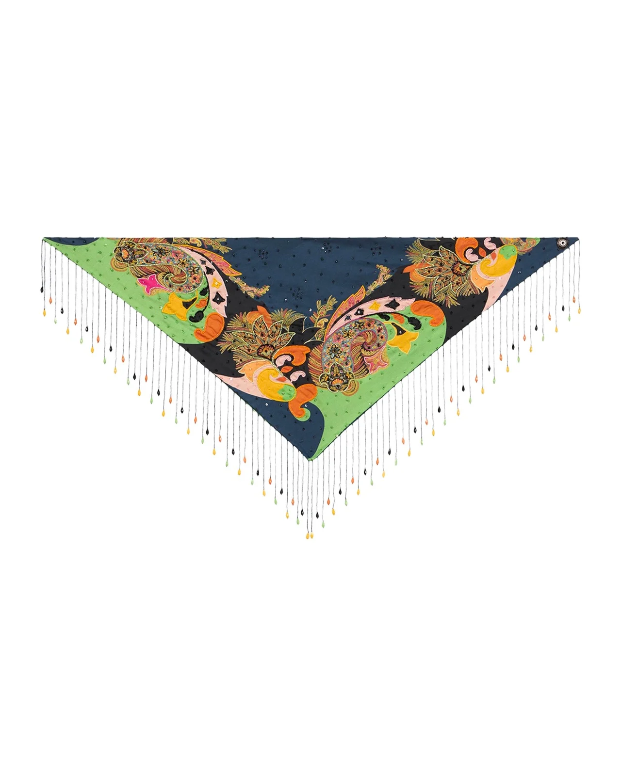 Embroidered Paisley-Print Fringe Scarf Embroidered Paisley-Print Fringe Scarf