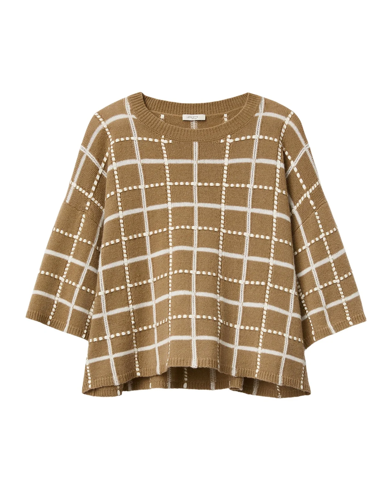 Oversized Cashmere-Linen Grid Sweater Oversized Cashmere-Linen Grid Sweater