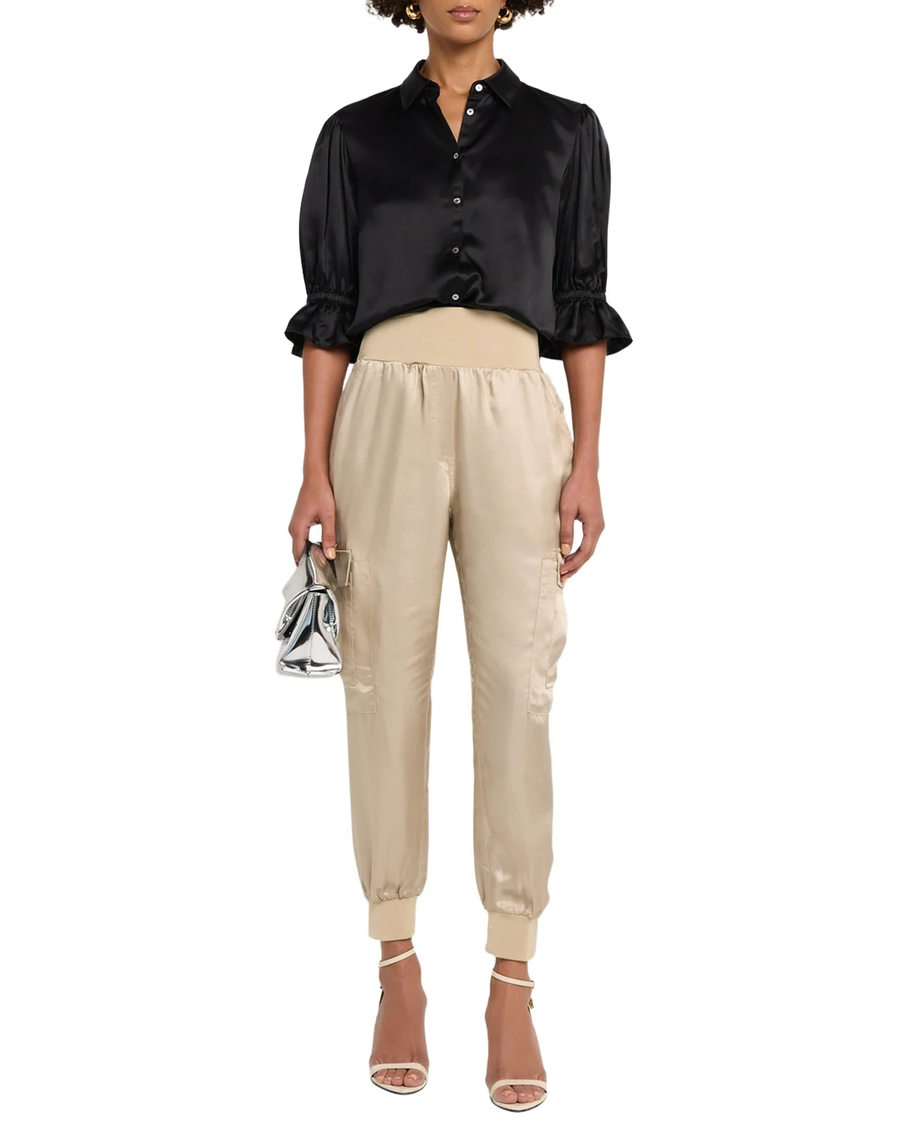 Fiona Silk Satin Short-Sleeve Top Fiona Silk Satin Short-Sleeve Top