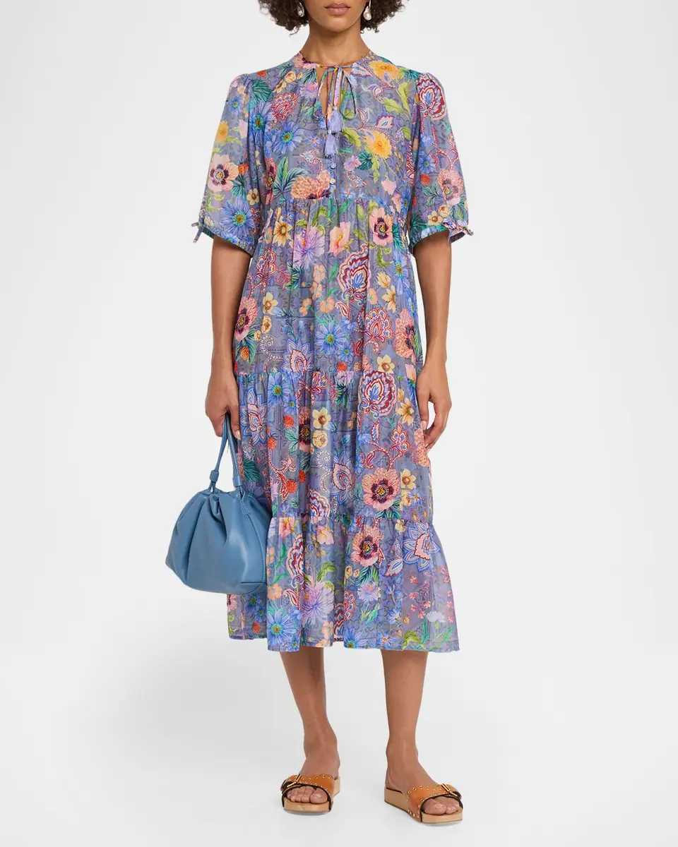 Johnny Was Lilliana Tiered Midi Dress | Thumbnail 2 Johnny Was Lilliana Tiered Midi Dress | Thumbnail 2