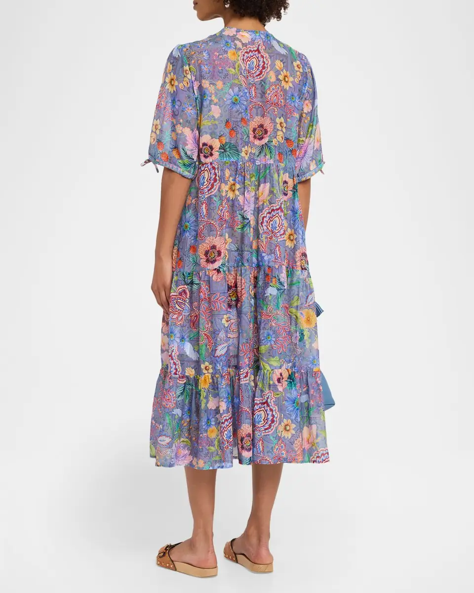 Johnny Was Lilliana Tiered Midi Dress | Thumbnail 3 Johnny Was Lilliana Tiered Midi Dress | Thumbnail 3