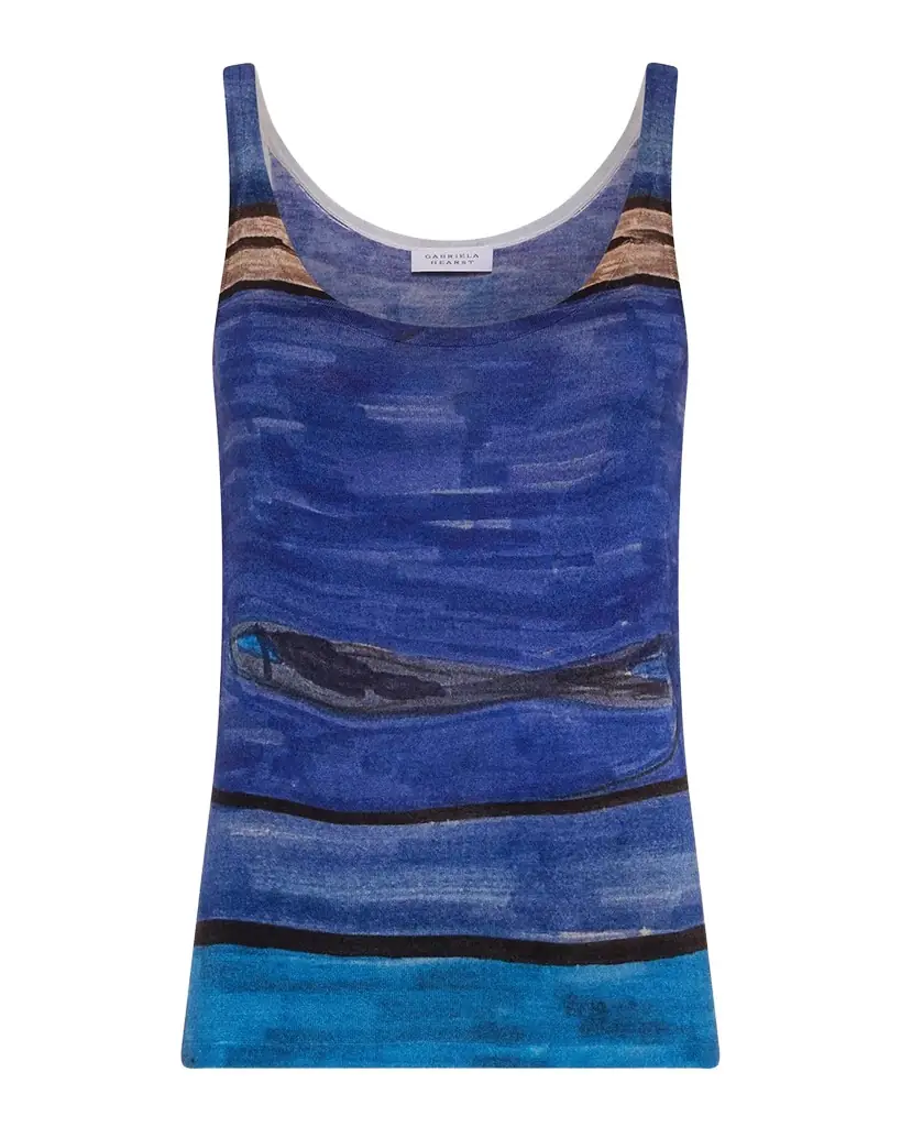 Gabriela Hearst Ecliptor Scribble-Print Cashmere-Silk Knit Tank Top | Image 1 Gabriela Hearst Ecliptor Scribble-Print Cashmere-Silk Knit Tank Top | Image 1