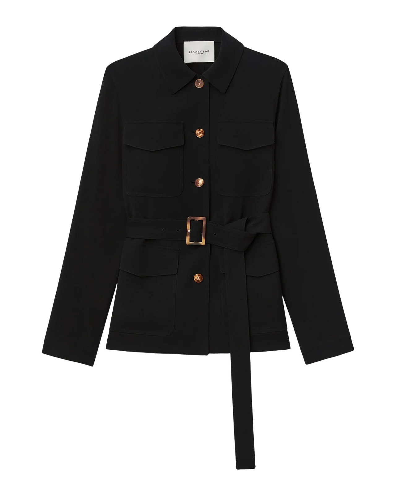 Lafayette 148 New York Belted Finesse Crepe Shirt Jacket