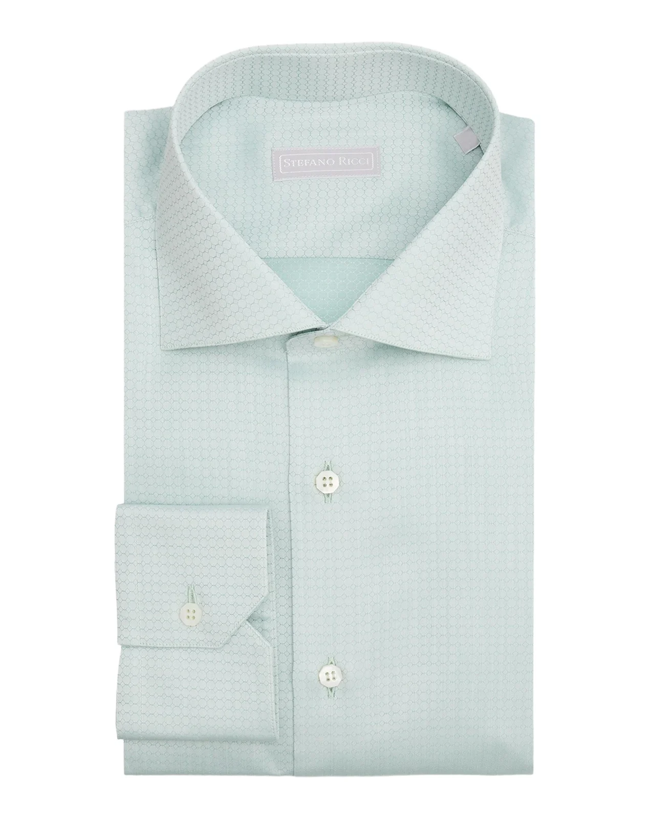 Men's Cotton Tonal Geometric Jacquard Dress Shirt