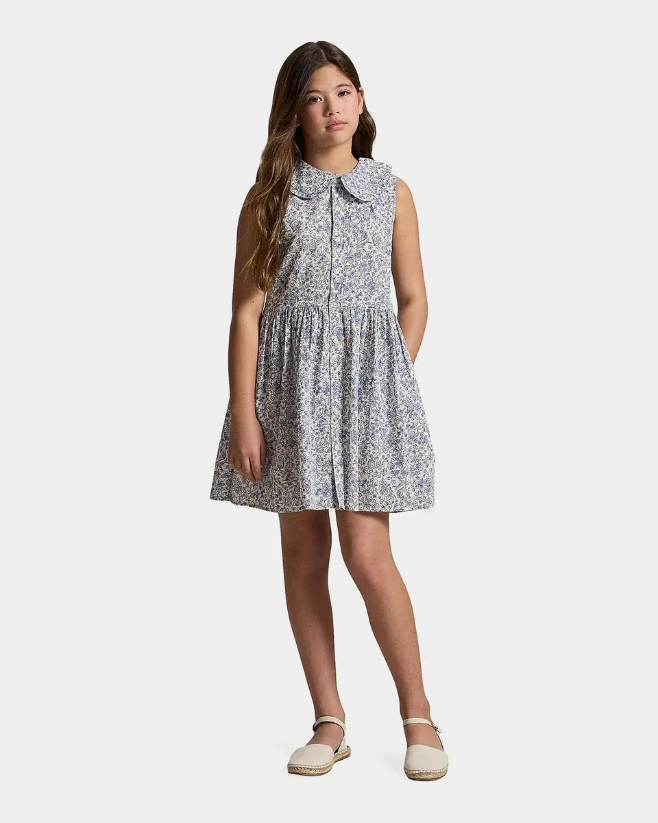 Polo Ralph Lauren Little Girl's & Girl's Floral Slub Cotton Shirtdress | Thumbnail 3 Polo Ralph Lauren Little Girl's & Girl's Floral Slub Cotton Shirtdress | Thumbnail 3