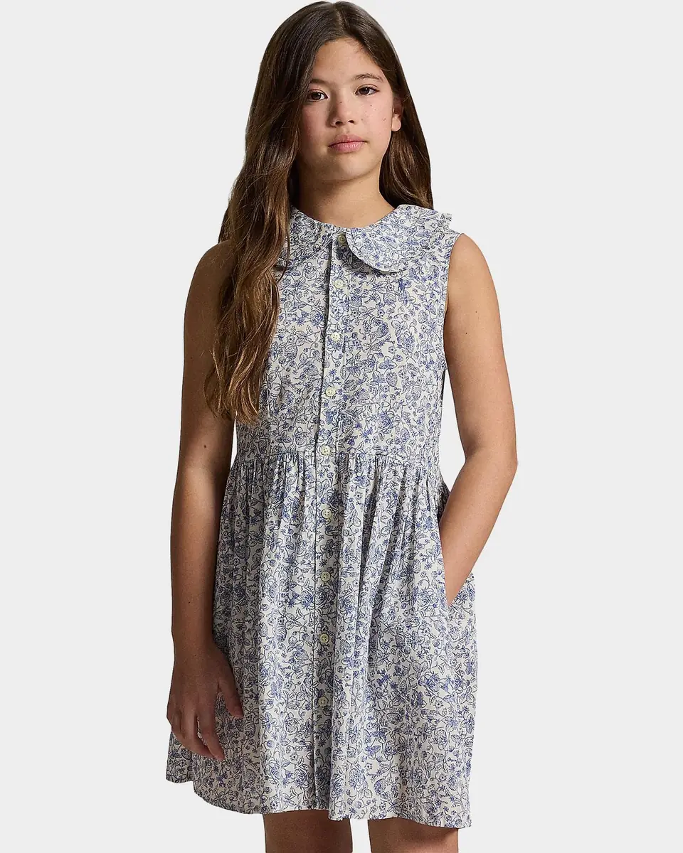 Polo Ralph Lauren Little Girl's & Girl's Floral Slub Cotton Shirtdress | Thumbnail 4 Polo Ralph Lauren Little Girl's & Girl's Floral Slub Cotton Shirtdress | Thumbnail 4