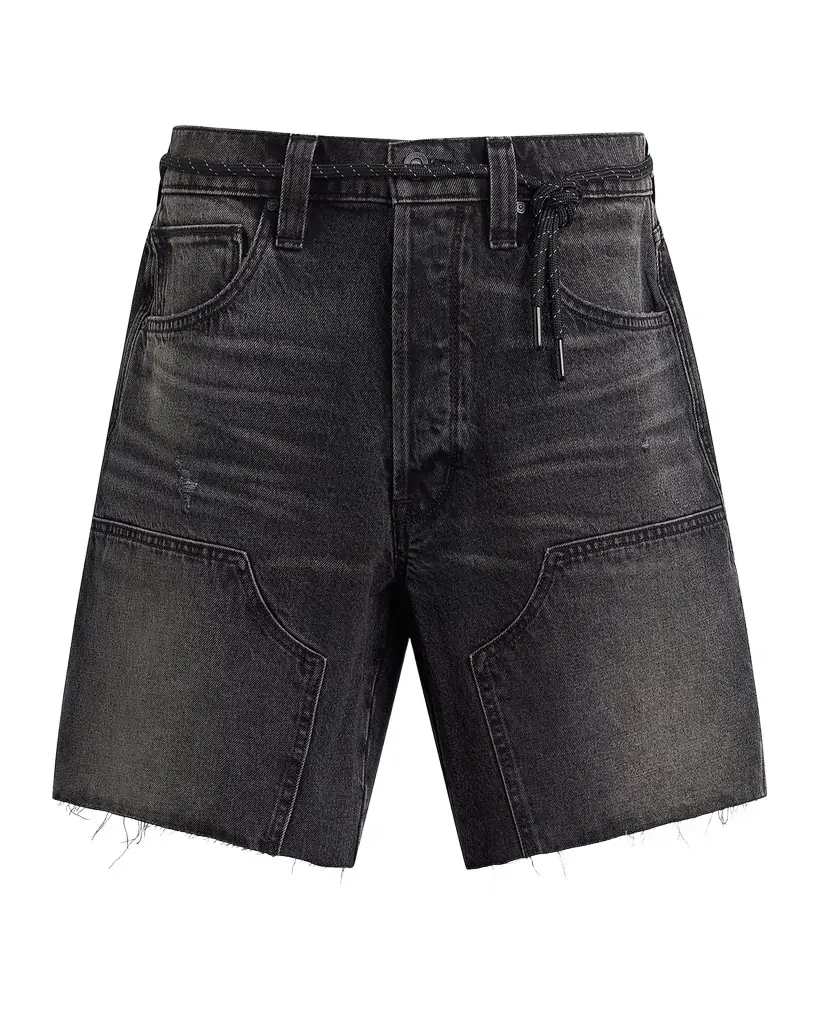 Hudson Men's Men's Black Denim Belted Carpenter Shorts | Image 1 Hudson Men's Men's Black Denim Belted Carpenter Shorts | Image 1
