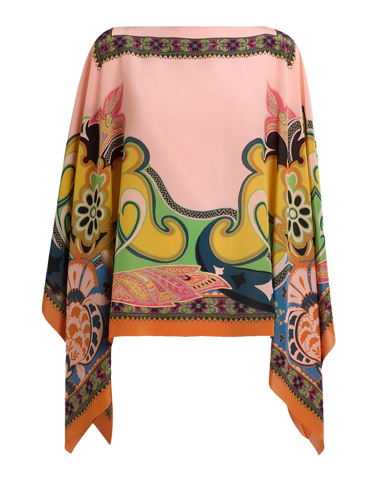 Paisley-Print Silk Poncho Paisley-Print Silk Poncho